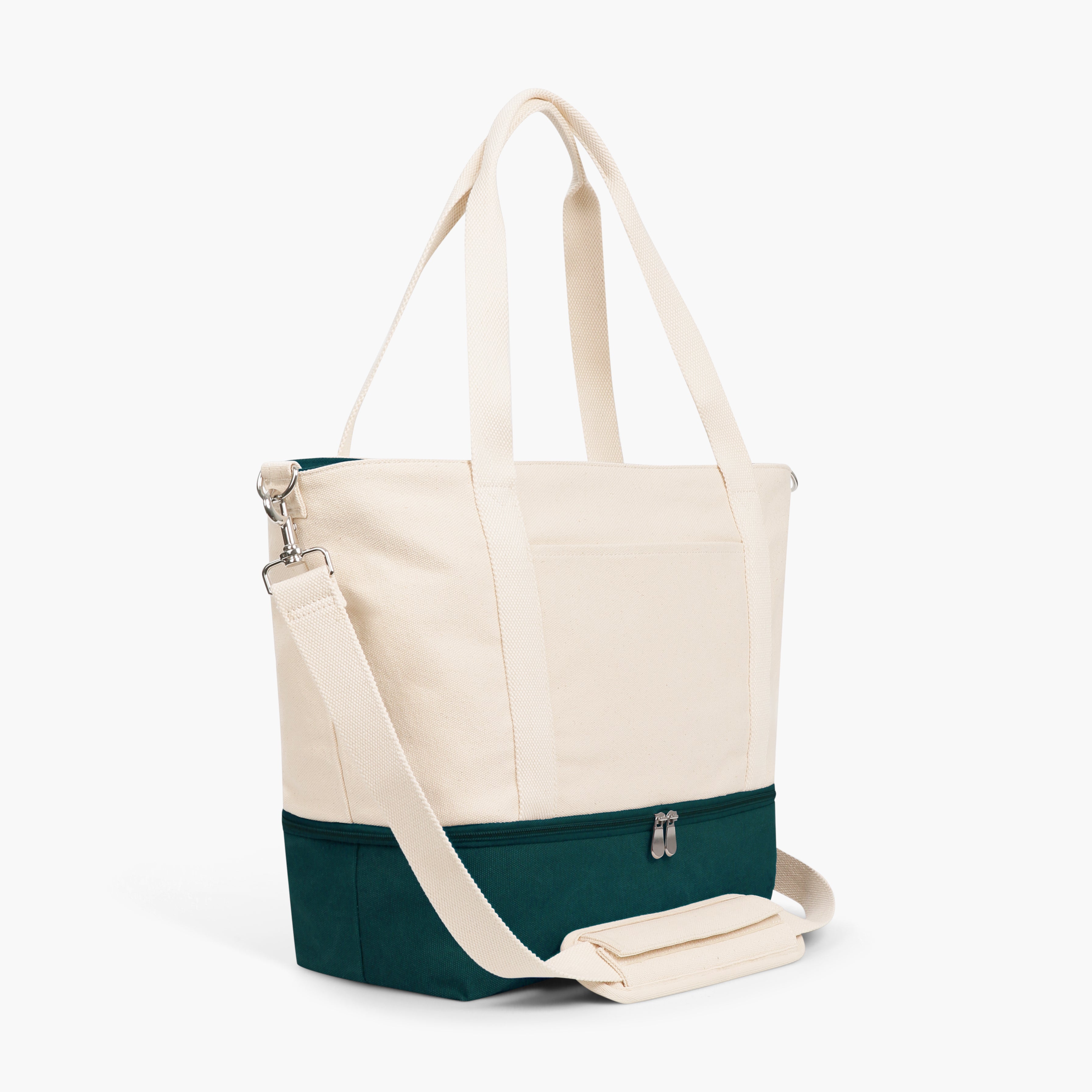 Catalina Deluxe Tote Colorblock Tote Shoulder Bag Eco Friendly Canvas Dark Green Lo Sons