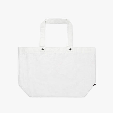 white canvas beach bag