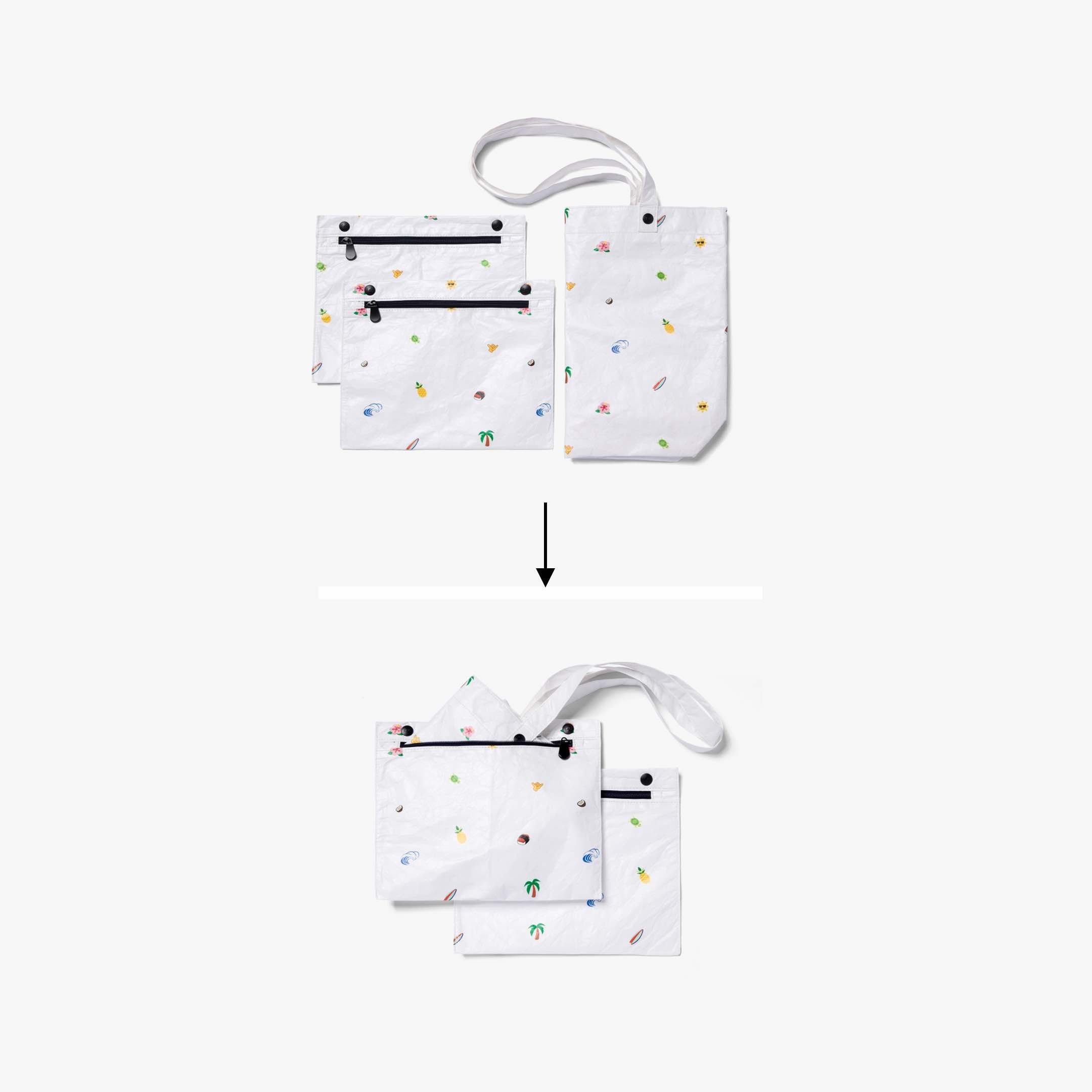 Lo & Sons: Del Mar Packable Tote Large in Tyvek Navy Hawaii Emoji