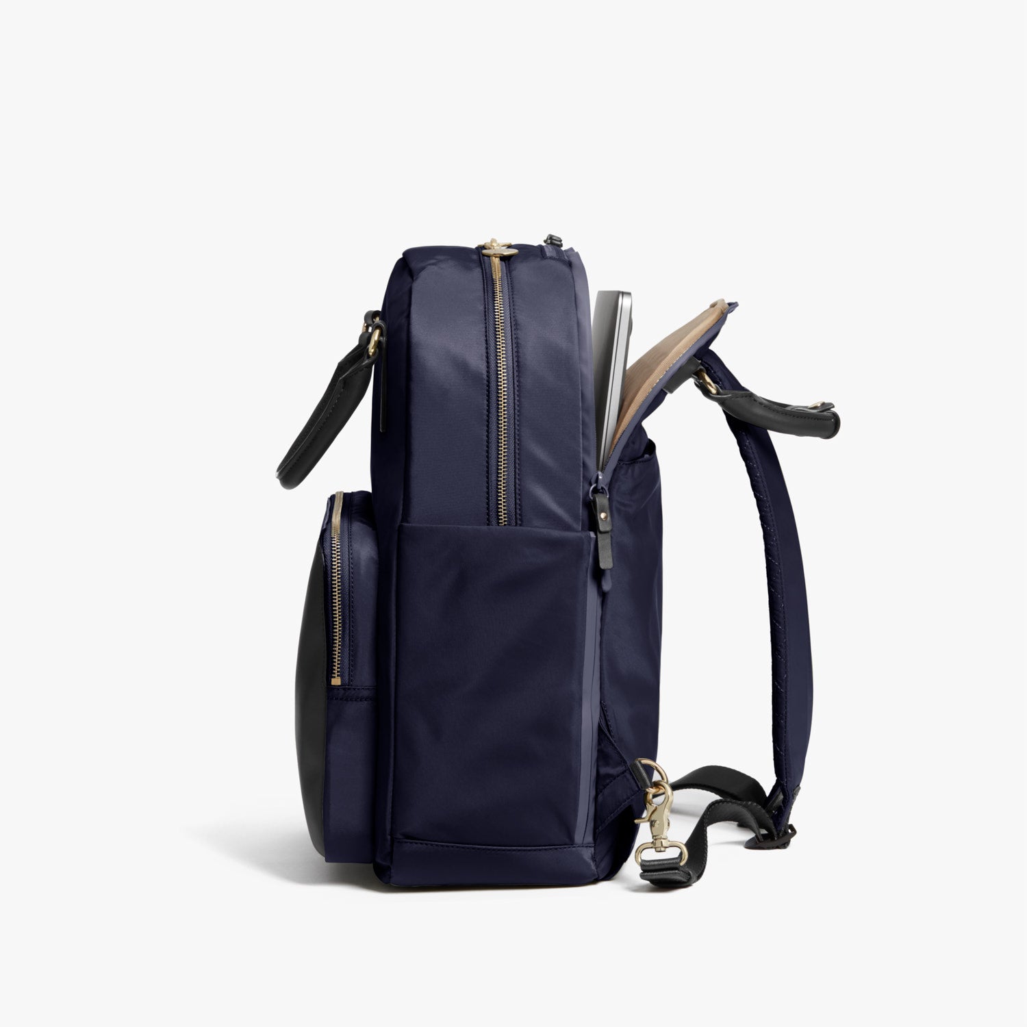 The Rowledge Womens Laptop Backpack DeepNavy Gold Camel in Nylon Lo Sons