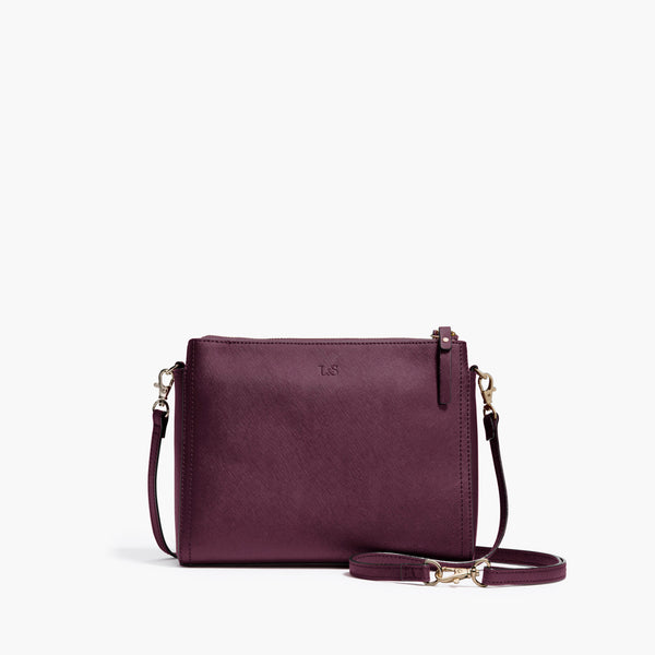 The Pearl - Crossbody Bag - Plum/Gold/Grey in Saffiano – Lo & Sons