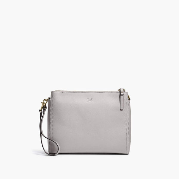 Women's Grey structured Leather Messenger Bag