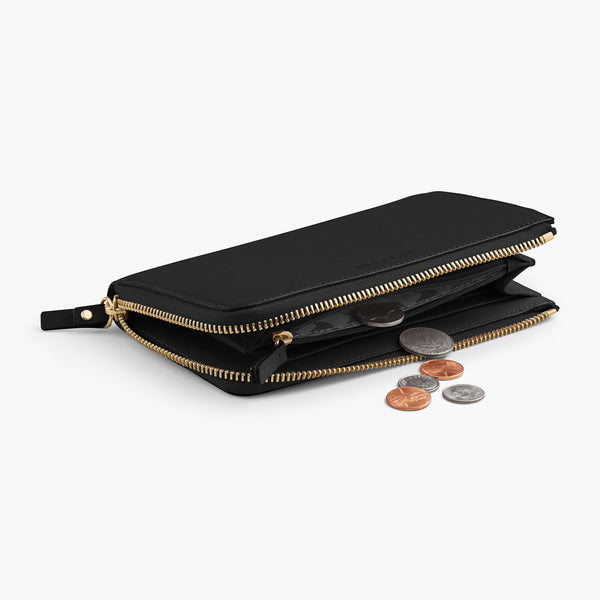Lo & Sons: Leather Wallet in Saffiano Leather Dark Tan / Gold / Camel