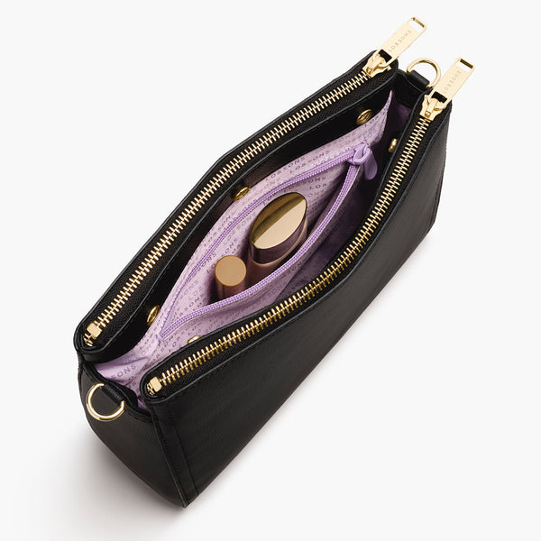 The Pearl: Leather Crossbody & Clutch Bag in Black | Lo & Sons