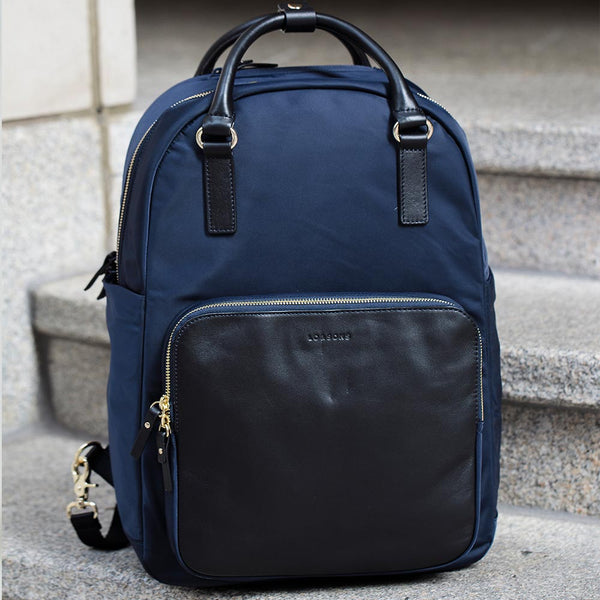 Lo & Sons: The Beacon - Women's Laptop Backpack in Black/Gold/Lavender